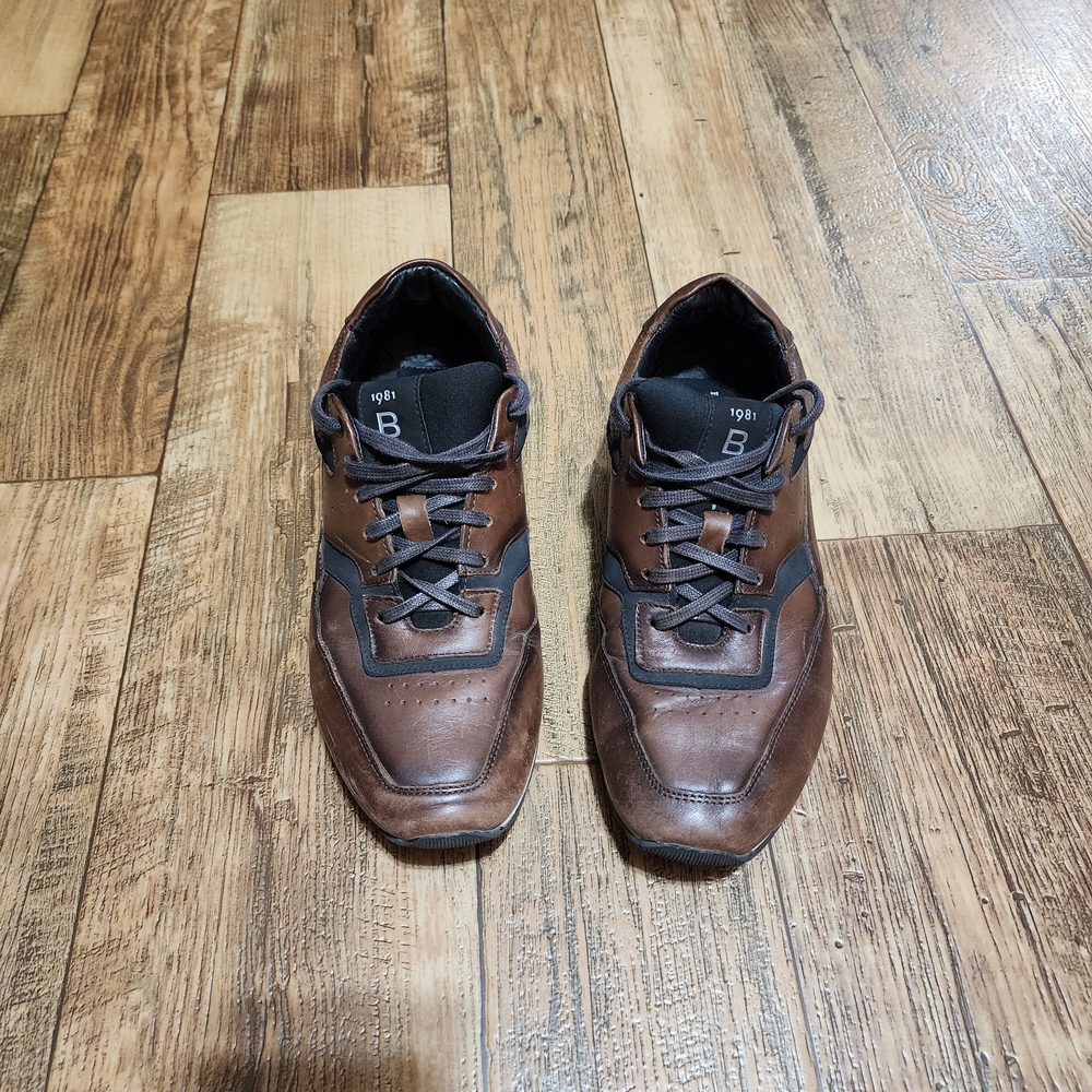 Men's Brown and Black Leather Sneakers Size 9.5